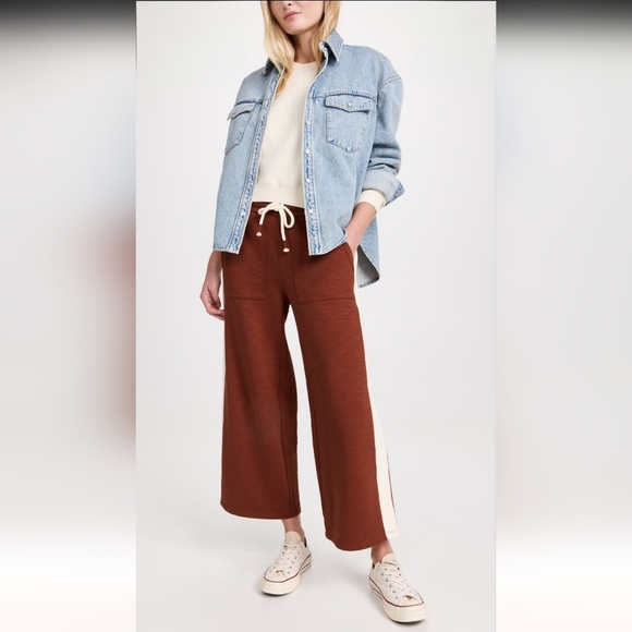 Madewell Pants - Madewell Rust Wide-Leg Pants with Cream Stripe